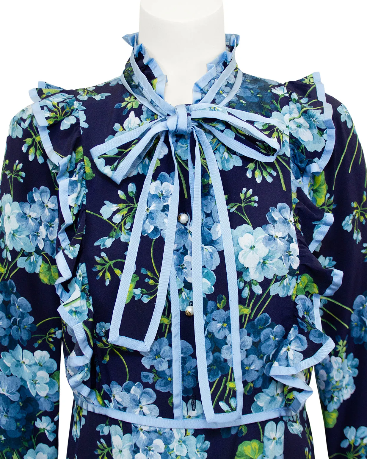 Blue Alessandro Michele Floral Silk Dress