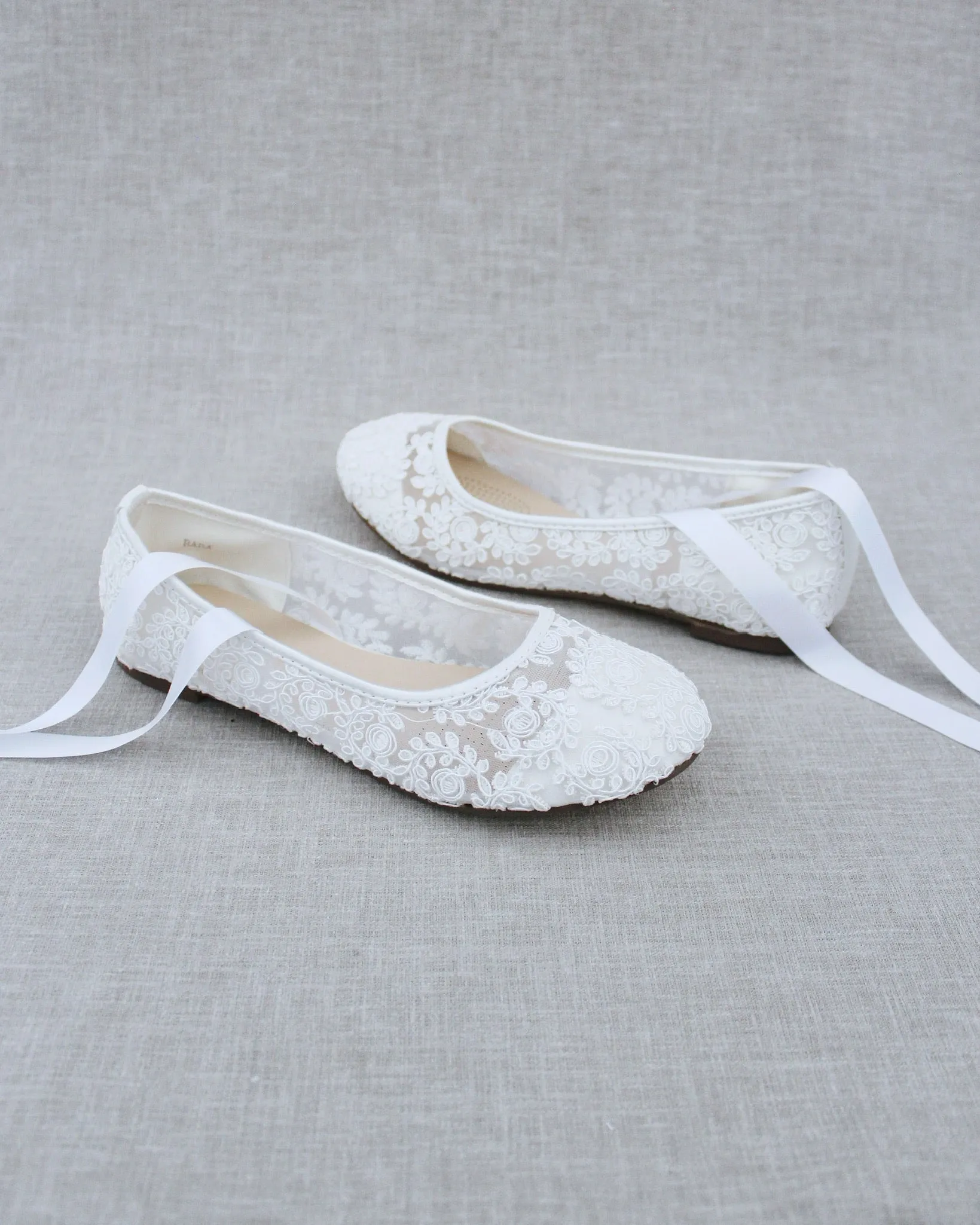 Crochet Lace Flats with Ballerina Lace Up