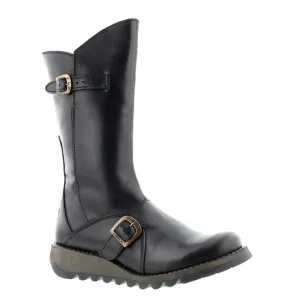 Fly London Mid Calf Boot Mes 2 Black Leather