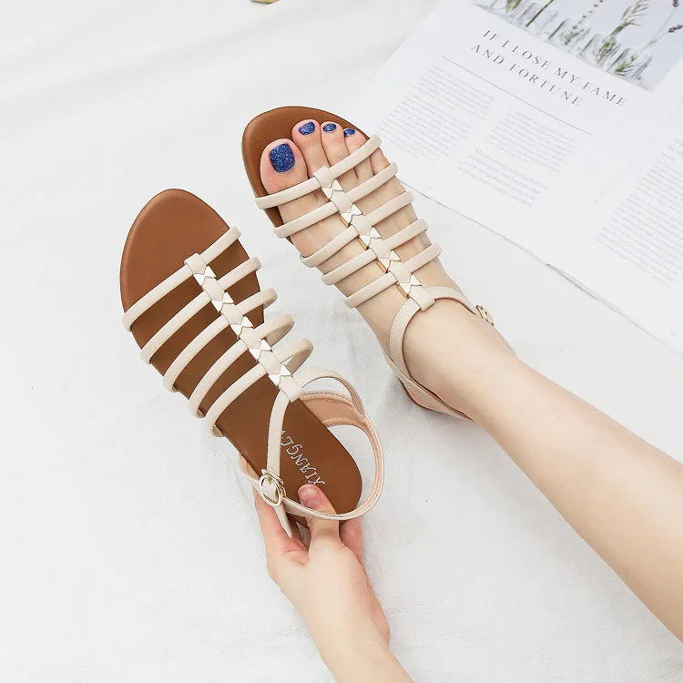 SIKETU | Flat Gladiator Sandals With Buckle Closure